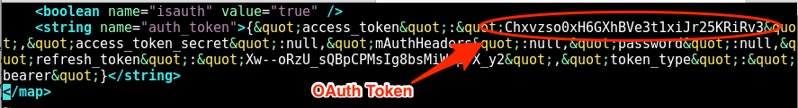 Figure 1: Unencrypted OAuth Token