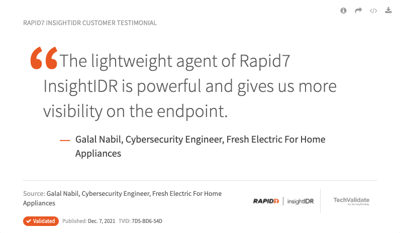 testimonial of rapid7 graphic
