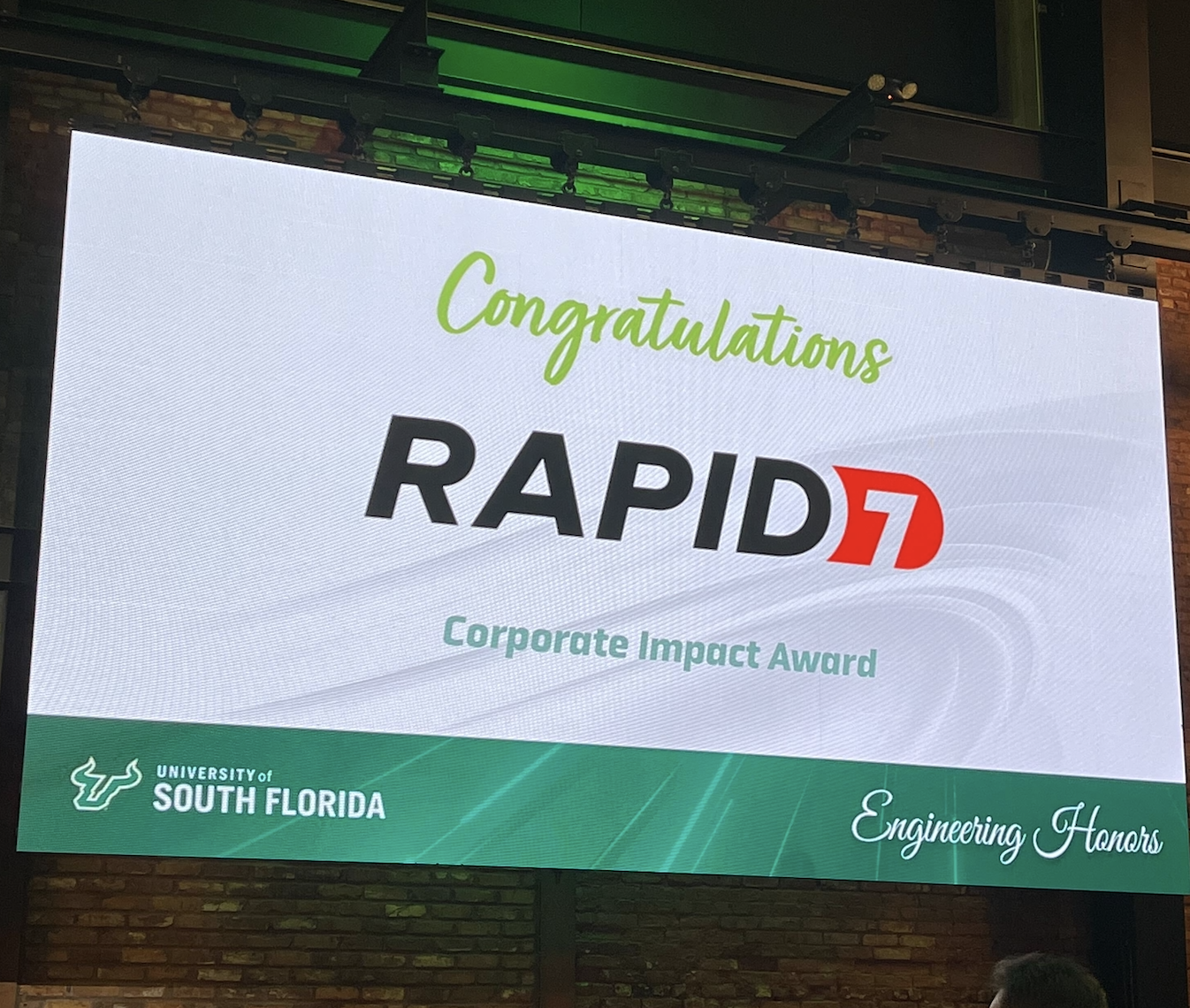 USF College of Engineering Presents Rapid7 With 2024 Corporate Impact Award
